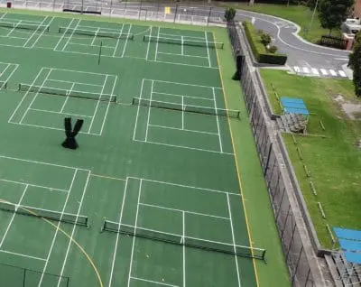 Top view of Haileybury College hockey and tennis facility