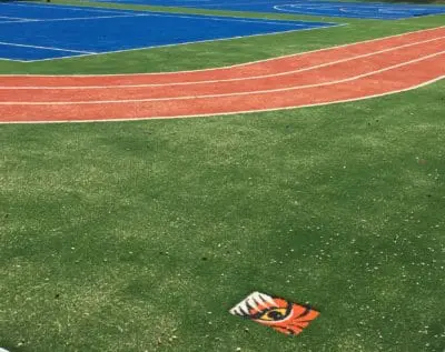 The Eastern Ranges School with Turf Logo and Synthetic grass field