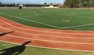 Epping Views Primary School students are delighted with their all-weather, colourful sports oval.