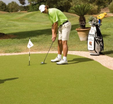 Improve your short game at home, whenever you want, with your own backyard synthetic golf green.