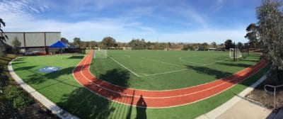 Panorama view of Balwyn High School TigerTurf sports field
