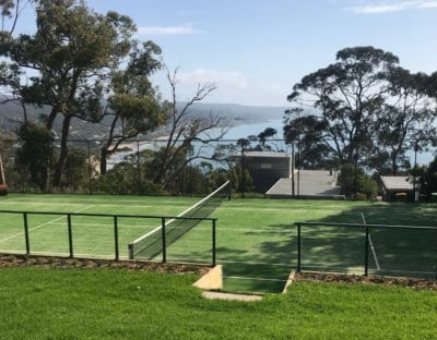 New TigerTurf tennis court looks superb at Private Court, Lorne.