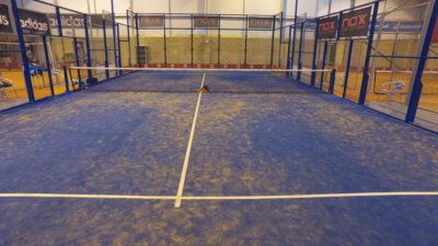 Close view of Padel Birmingham with Padel blue and white Artificial Grass