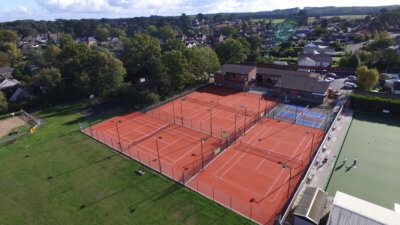 View of Tennis Court with TigerTurf Advantage Clay Artificial Grass